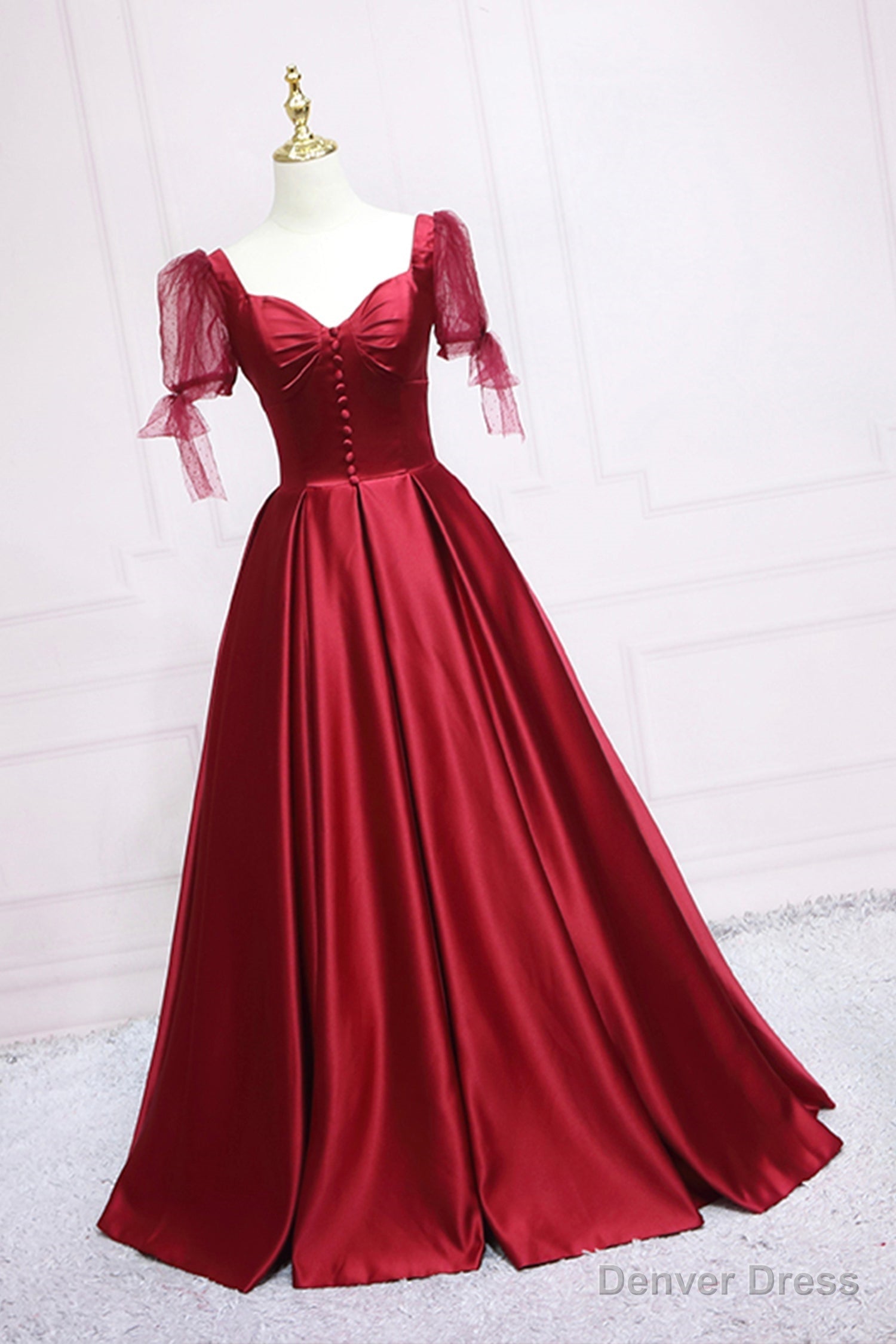 Red Satin Sweetheart Neckline Long Prom Dress, A Line Prom Graduation — free download