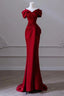 Red Satin Sweetheart Straps Long Prom Dress Red Long Prom Dresses