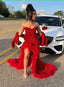Red Sequin Long Prom Dress with Slit Elegant Prom Dresses