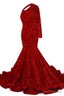 Red Sequins Mermaid Prom Dress One Shoulder Prom Dresses Floor Length Wedding Prom Gown