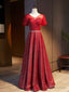 Red Sequins V Neck Short Sleeve Beading Prom Dresses