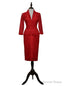 Red Sheath V Neck 3 4 Sleeves Mother Of The Bride Dresses