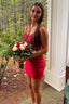 Red Spaghetti Straps Tight Homecoming Dresses