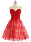 Red Sweetheart Lace Tulle Homecoming Dresses