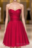 Red Sweetheart Ruches Short Homecoming Dresses