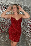 Red Sweetheart Sequins Tight Short Homecoming Dresses