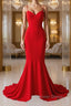 Red Thin Straps Mermaid Backless Long Prom Dress, Red Mermaid Prom Dress, Red Prom Dresses