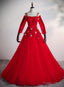 Red Tulle Ball Gowns Off Shoulder Long Prom Dress, Red Sweet 16 Dresses