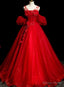 Red Tulle Ball Gowns Off Shoulder Sweet 16 Prom Dress, Red Prom Gowns Prom Dresses