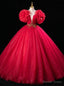 Red Tulle Sequins Beading Pearls Quinceanera Dress
