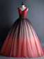 Red Tulle V Neck Pleats Beading Quinceanera Dresses