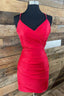 Red V Neck Lace Up Short Homecoming Dresses Cocktail