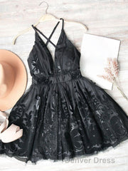 Red v neck tulle lace short prom Dresses,Mini homecoming Dresses cocktail Dresses