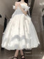 Retro Ball Gowns Spaghetti Straps Ankle Length White Prom Dresses Birthday Outfits With Lace