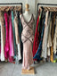 Retro Pink Mermaid Backless V-Neck Beaded Chiffon Long Prom Dresses Evening Dresses