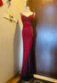 Retro Red And Black Gradient Mermaid V-Neck Halter Top Beaded Chiffon Long Prom Dresses Evening Dresses