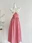 Retro Red And White Plaid A-Line Bow Strap Long Prom Dresses 17Th Birthday Dresses
