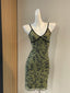 Retro Suspenders Green Floral Mesh Slim Fit 17Th Birthday Homecoming Dresses