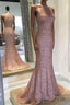 Rose Gold Sequins Halter Bridesmaid Dresses Long Mermaid Gown