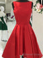 Round Neck Short Red Prom Dress, Short Red Prom Homecoming Graduation Dresses