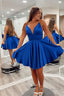 Royal Blue A Line Spaghetti Straps Short Homecoming Dresses with Pockets