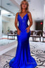 Royal Blue Beading Mermaid Prom Dresses