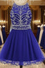 Royal Blue Homecoming Dress , Tulle Beaded Prom Dress, Cute Prom Dresses