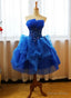 Royal Blue Knee Length Prom Dress with Applique, Short Prom Dresses