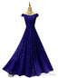 Royal Blue Lace Prom Dress Floor Length Bridesmaid Dresses