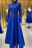 Royal blue prom Dresses lace Beaded evening Dresses,Wedding Party Dresses