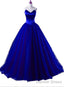 Royal Blue Satin And Tulle Ball Prom Gowns, Sweet 16 Gown, Blue Prom Dresses