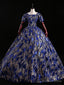 Royal Blue Sequins Short Sleeve Square Quinceanera Dress
