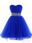 Royal Blue Sweetheart Pleats Beading Sequins Homecoming Dresses