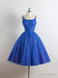 Royal Blue Tulle Spaghetti Straps Homecoming Dresses