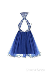 Royal Bule Tulle Homecoming Dresses Short Prom Gowns