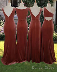 Rust Velvet Bridesmaid Dresses Mismatched