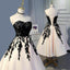 Champagen Wedding Dress Tea Length Corset Black Lace Sleeveless Bridal Dresses