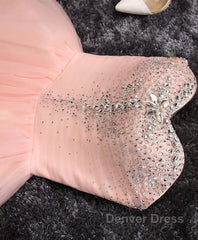 Pink A Line Sweetheart Neck Short Prom Dresses, Homecoming Dresses