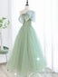 Sage Tulle Long Prom Dress, Sage Tulle Long Prom Homecoming Dresses