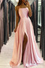 Satin Dusty Pink Prom Dress Beach Maxi Women Dress, Straps Prom Cheap Bridesmaid Dresses