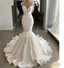 Satin Mermaid Wedding Dress With Sheer Back, Beading And Lace Prom Dress