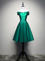 Satin Off The Shoulder Short Prom Dress, Green Homecoming Dresses