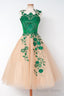 Scalloped Edge Knee Length Tulle Homecoming Dresses With Lace Applique