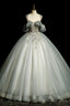Scoop Neckline Tulle Long Prom Dress with Beaded, A Line Prom Dresses