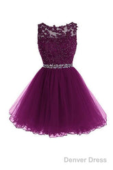 Scoop Short Grape Homecoming Dress Mini Graduation Dress