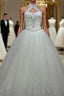 Sequin Ball Gowns Sleeveless Floor Length Beading Tulle Halter Wedding Dresses