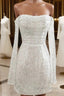 Sequined Backless Wedding Dresses With Long Detachable Sleeves