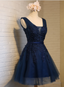Sequined Homecoming Dress Cocktail Dress Short Navy Blue Prom Dresses