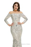 Sequins Mermaid Long Sleeves Off the Shoulder Prom Dresses