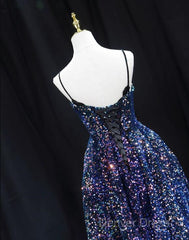 Sequins V-Neckline Short Straps Homecoming Dresses, Short Sequins Prom Dresses